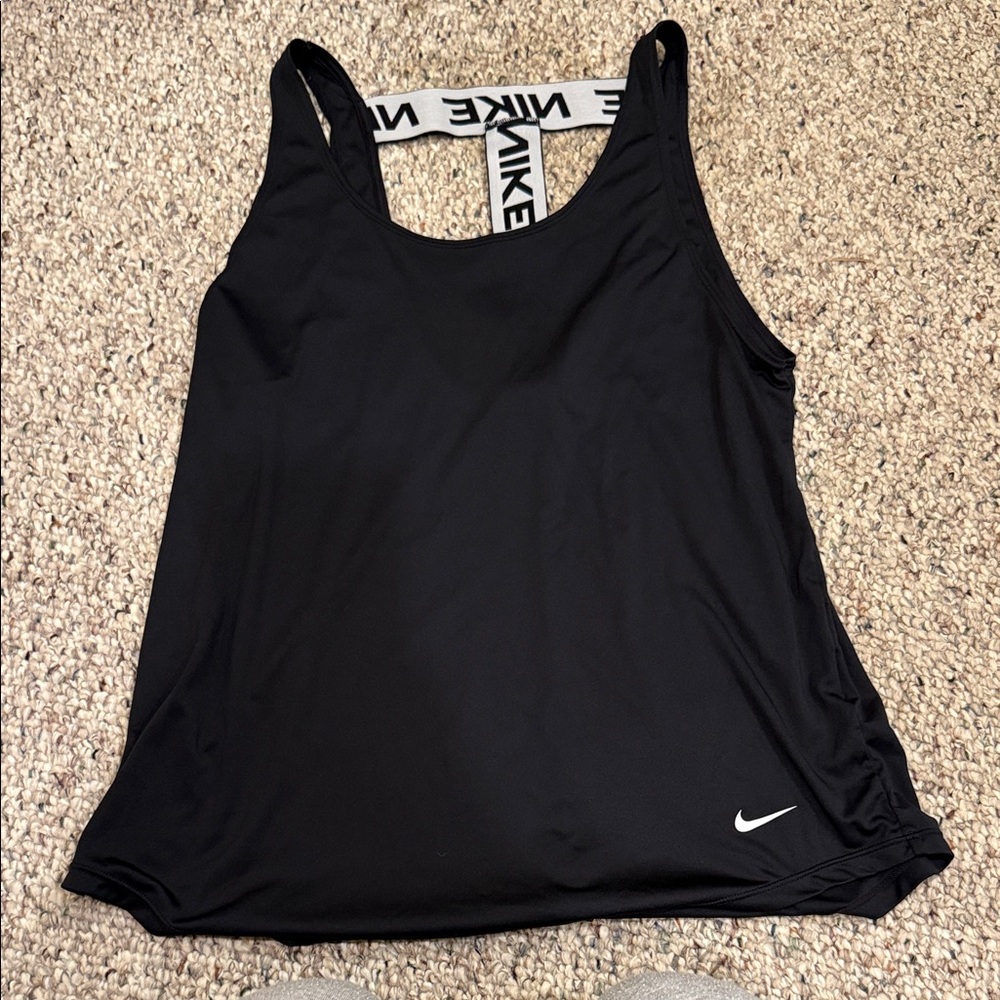 Nike Women's Black Tank Top with Logo Strap